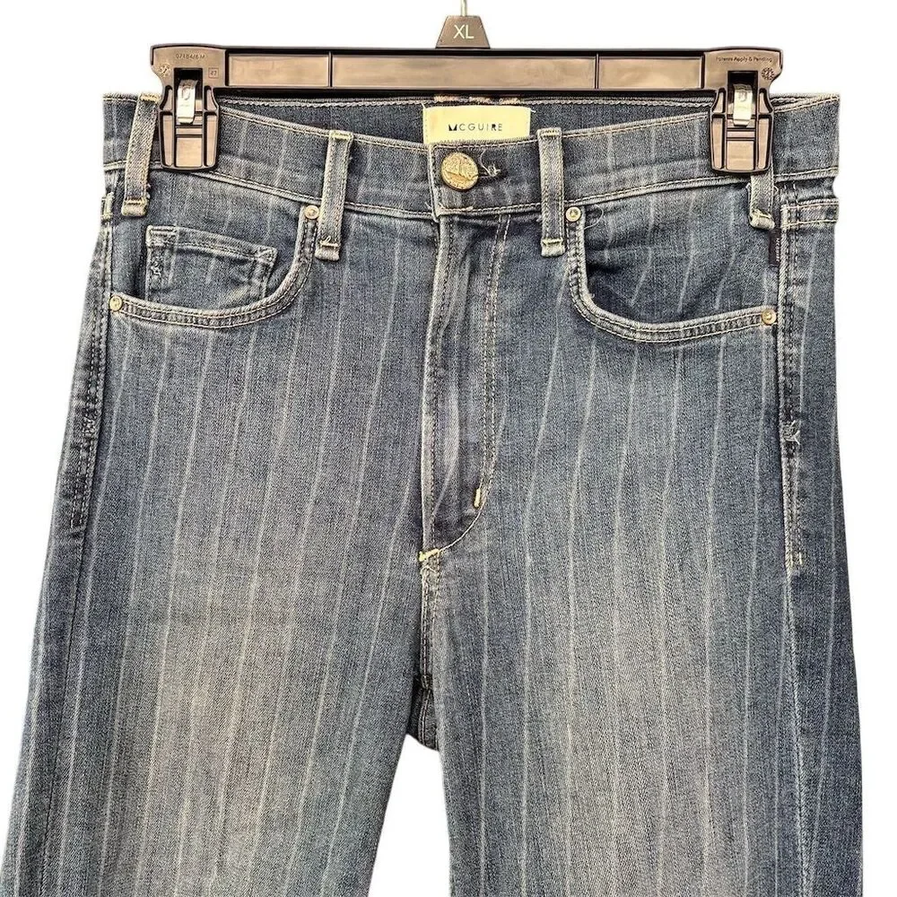 McGuire Women's Striped Skinny Jeans Blue Size 27‎ Medium Wash